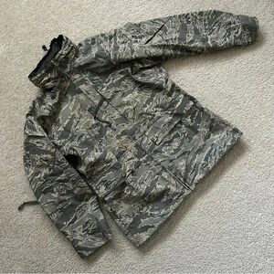 USAF Military AIR FORCE Tiger Stripe Parka GoreTex Rain Coat Men Sz large long